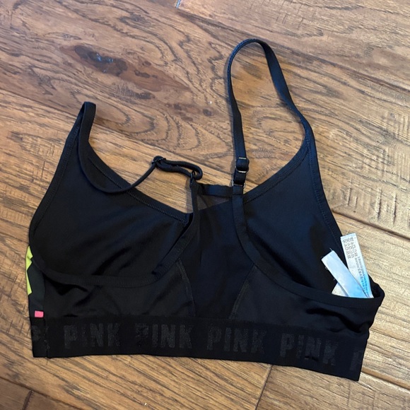 PINK Victoria's Secret Black Sports Bra with Colorful Accents - Picture 3 of 6